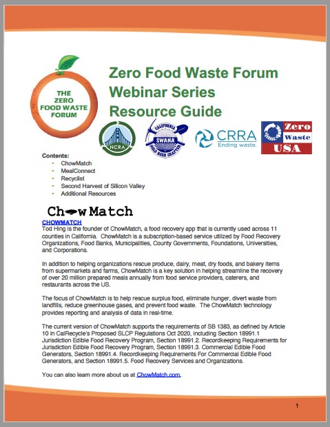 NCRA ZFWF Food Recovery Resource Guide, 2/21