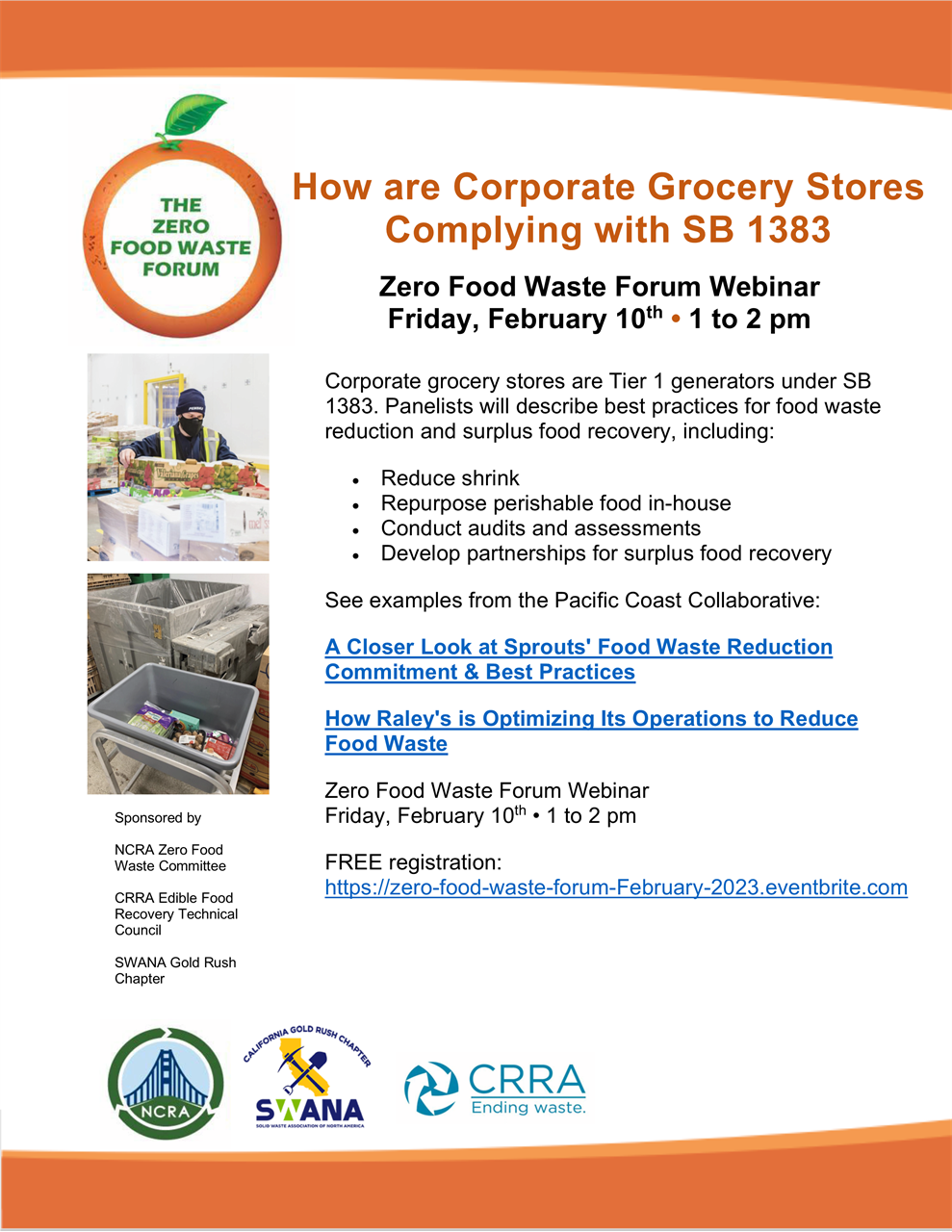 Webinar: Corporate Grocery Stores & SB1 383 Edible Food Recovery Requirements, 2/10